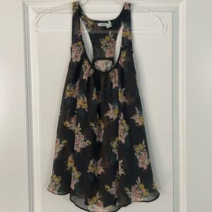 Kimchi Blue Urban Outfitters Grey Floral Racerback Layered Flowy Tank Top Medium
